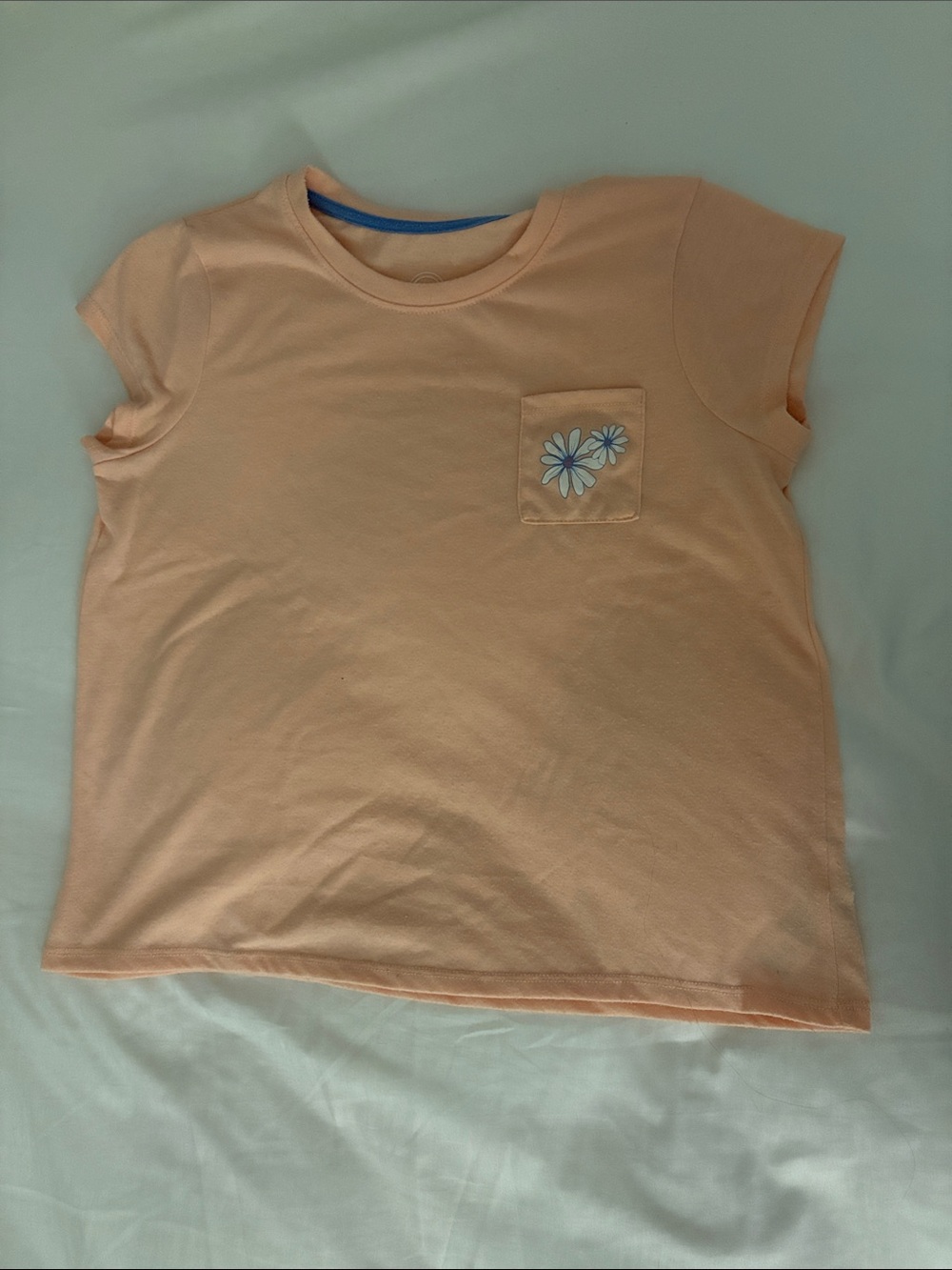 wonder nation Peach Short Sleeve Pajama Top with Daisy Pocket